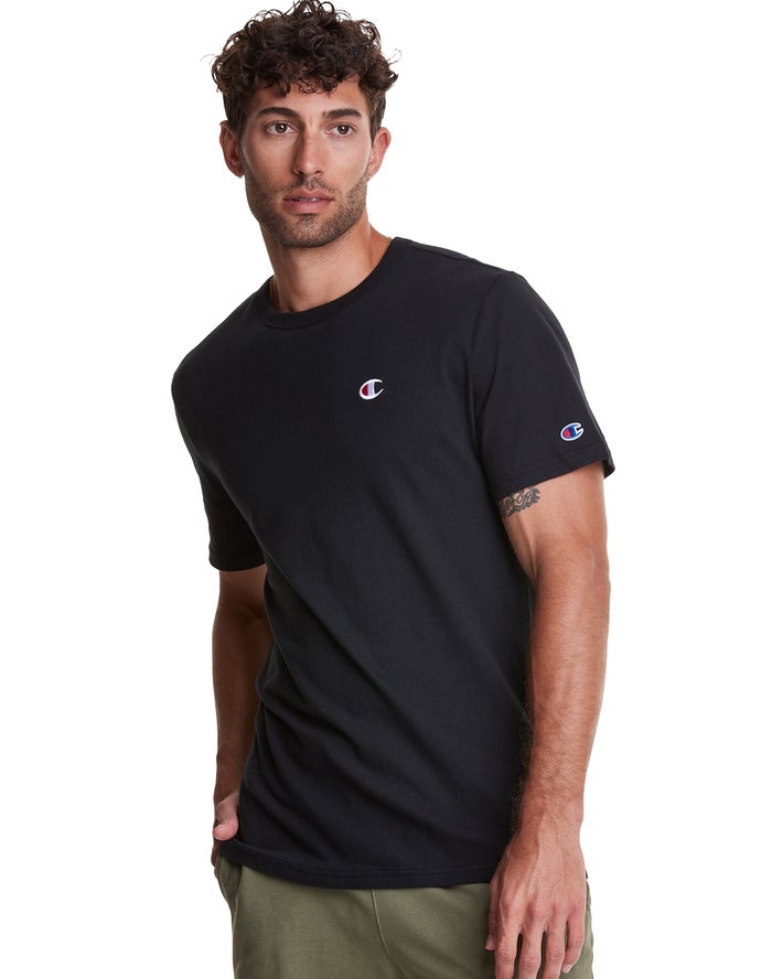 Champion Lightweight Jersey C Logo Erkek Tişört Siyah ( PICSBE527 )